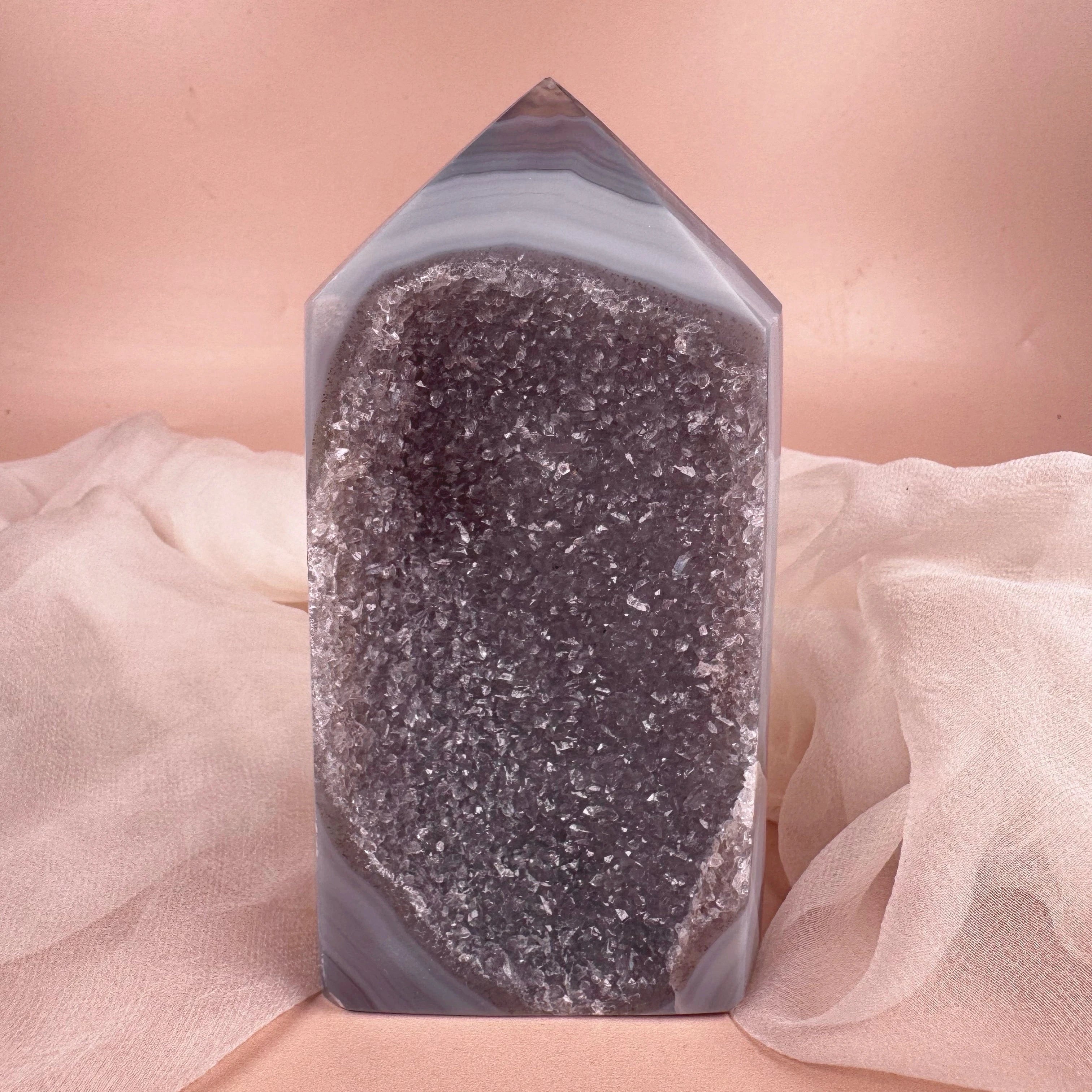 Esté Crystals crystal Druzy Banded Agate Tower