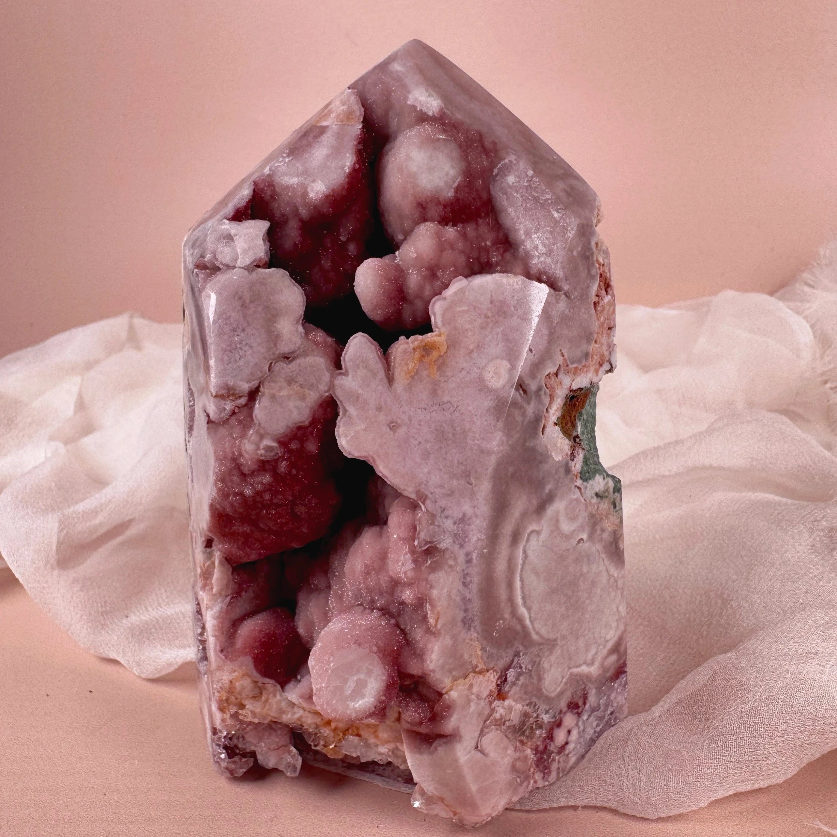 Esté Crystals crystal Flora Pink Amethyst Red Bubble Sugar Druzy Tower