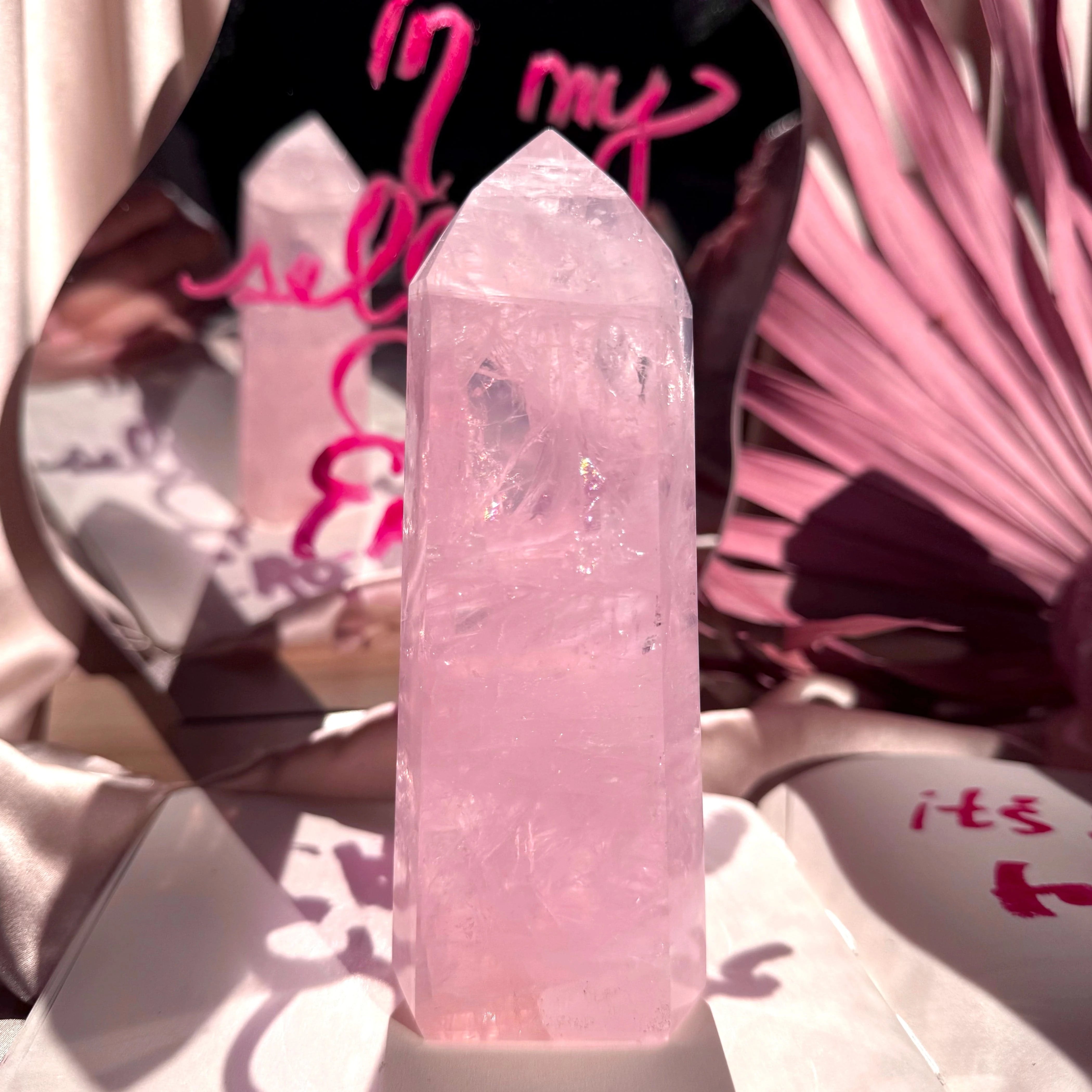 Esté Crystals crystal Gemmy Rainbow Rosę Quartz Tower