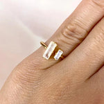Esté Crystals crystal Golden Duo Moonstone Gold Ring Size 6-9