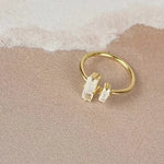 Esté Crystals crystal Golden Duo Moonstone Gold Ring Size 6-9