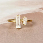 Esté Crystals crystal Golden Duo Moonstone Gold Ring Size 6-9