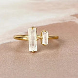 Esté Crystals crystal Golden Duo Moonstone Gold Ring Size 6-9