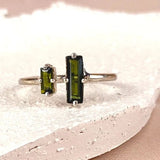 Esté Crystals crystal Green Tourmaline Sterling Silver Duo Ring Size 8, 10