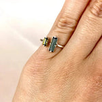 Esté Crystals crystal Green Tourmaline Sterling Silver Duo Ring Size 8, 10