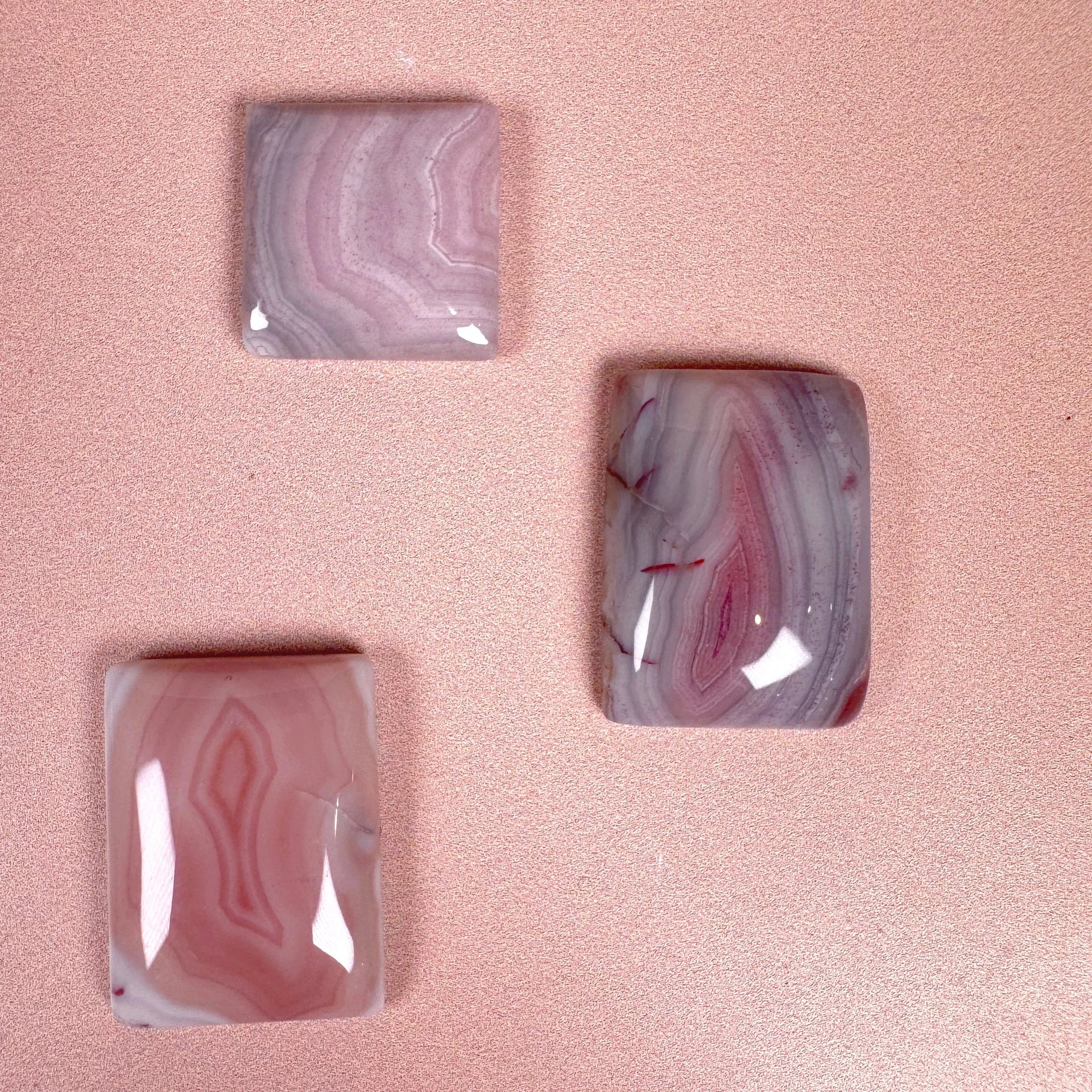 Esté Crystals crystal Intuitively Chosen Mini Pink Banded Botswana Agate Cabochons