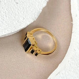 Esté Crystals crystal, jewelry Black Onyx Gold Ring Size 9