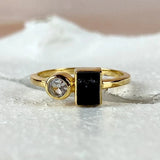 Esté Crystals crystal, jewelry Black Tourmaline and Quartz Gold Ring Size 6 & 9