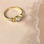 Esté Crystals crystal, jewelry Clear Quartz Gold Trinity Ring Size 8
