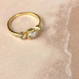 Esté Crystals crystal, jewelry Clear Quartz Gold Trinity Ring Size 8