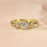Esté Crystals crystal, jewelry Clear Quartz Gold Trinity Ring Size 8
