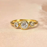 Esté Crystals crystal, jewelry Clear Quartz Gold Trinity Ring Size 8
