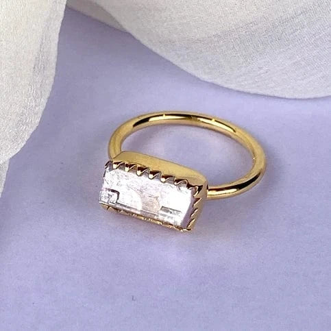 Esté Crystals crystal, jewelry Kunzite Gold Ring Size 7, 8