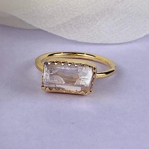 Esté Crystals crystal, jewelry Kunzite Gold Ring Size 7, 8