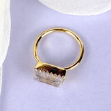 Esté Crystals crystal, jewelry Kunzite Gold Ring Size 7, 8