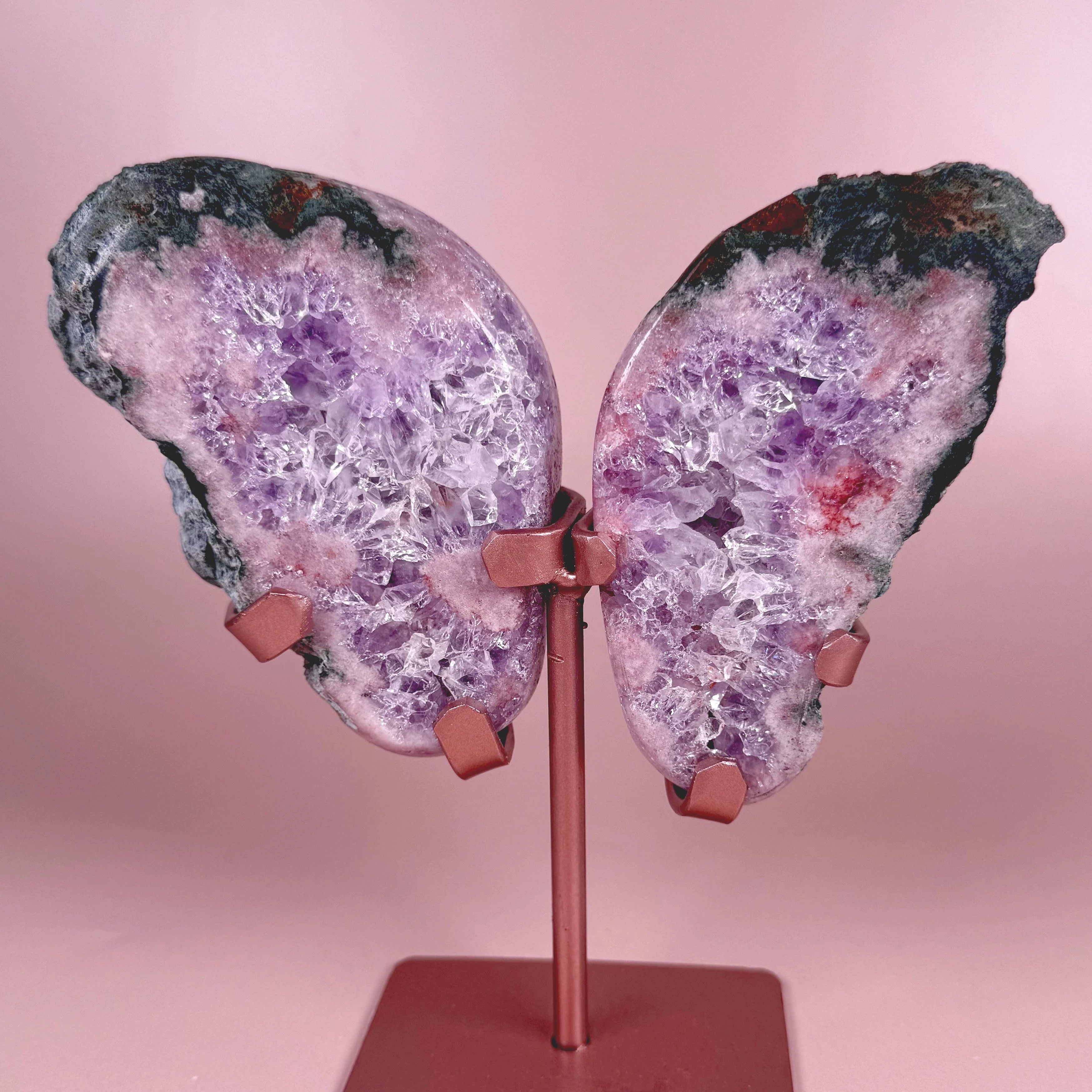 Esté Crystals crystal Kimimela Pink Amethyst Wings with Stand