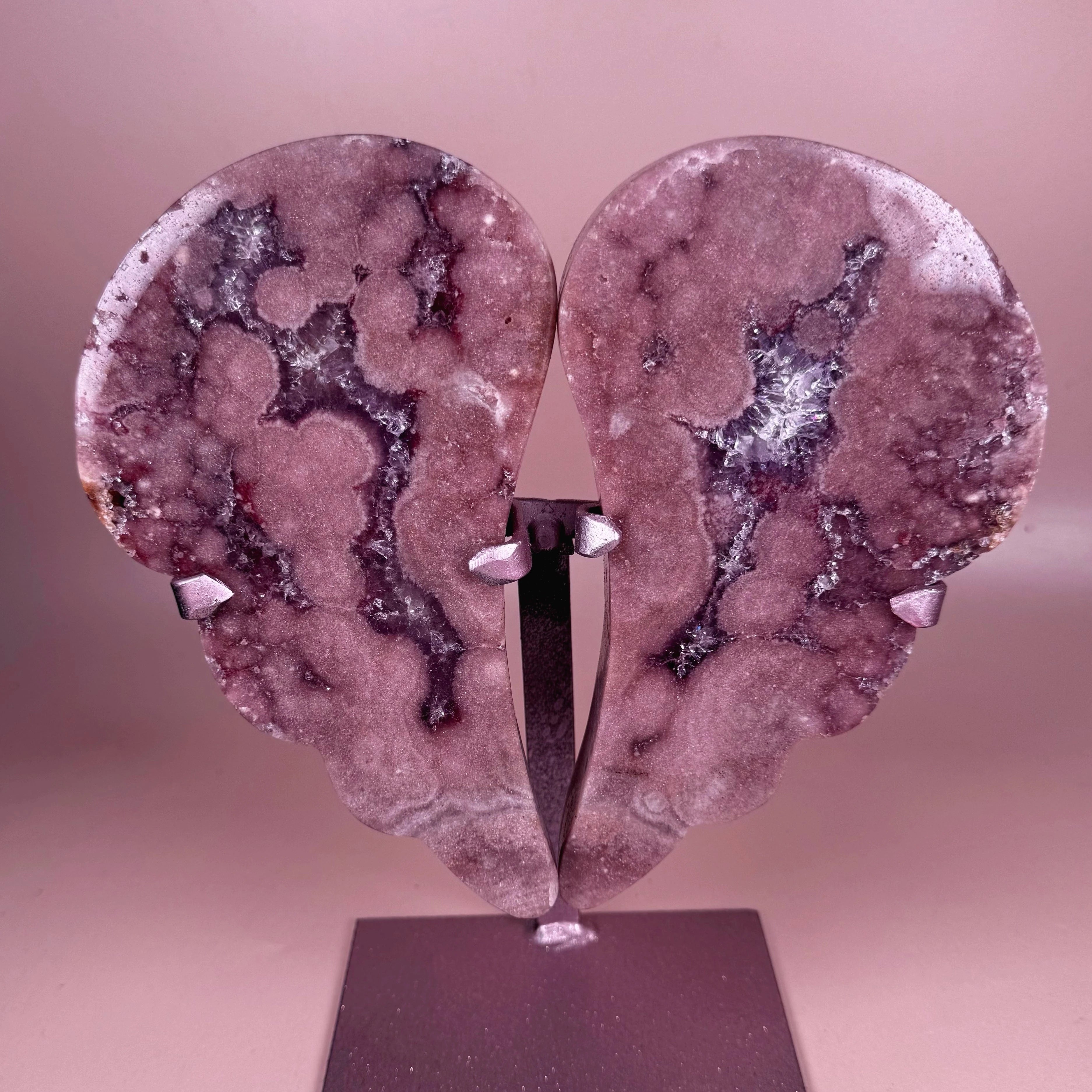 Esté Crystals crystal Lani Pink Amethyst Angel Wings with Stand