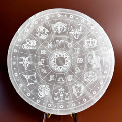 Esté Crystals crystal Large 8" Selenite Zodiac Plate