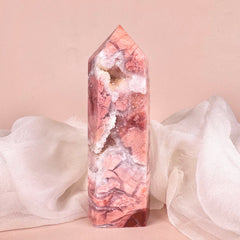 Esté Crystals crystal Large Druzy Pink Agate Tower