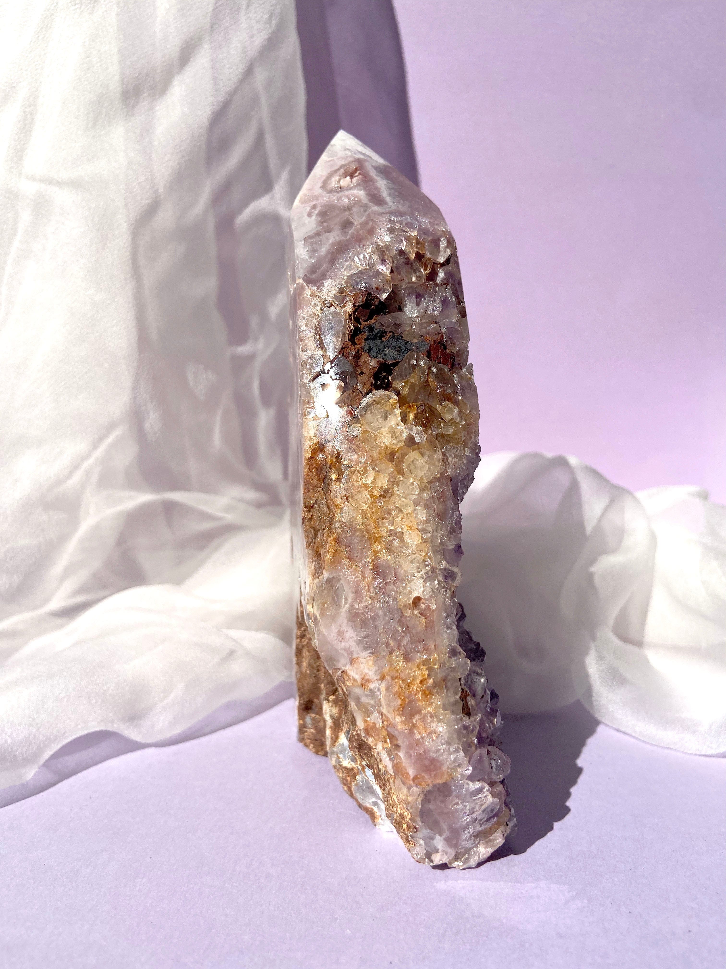 Esté Crystals crystal Large Pink Amethyst Tower