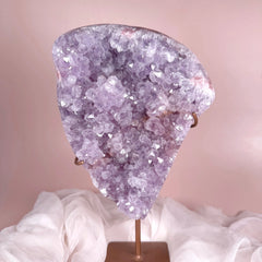 Esté Crystals crystal Lavender Pink Amethyst Flower Slab with Stand