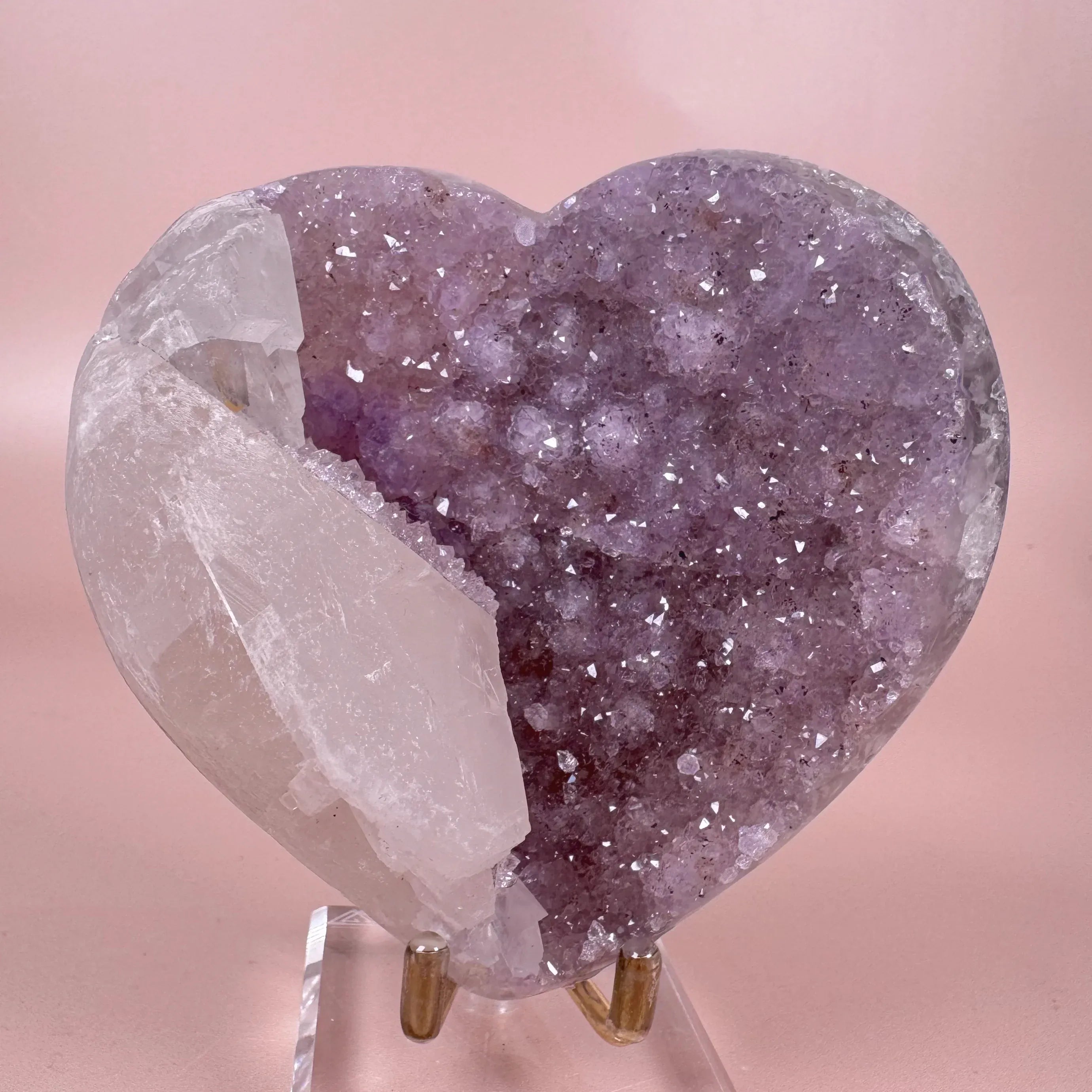 Esté Crystals crystal Lavender Rainbow Amethyst Heart with Calcite