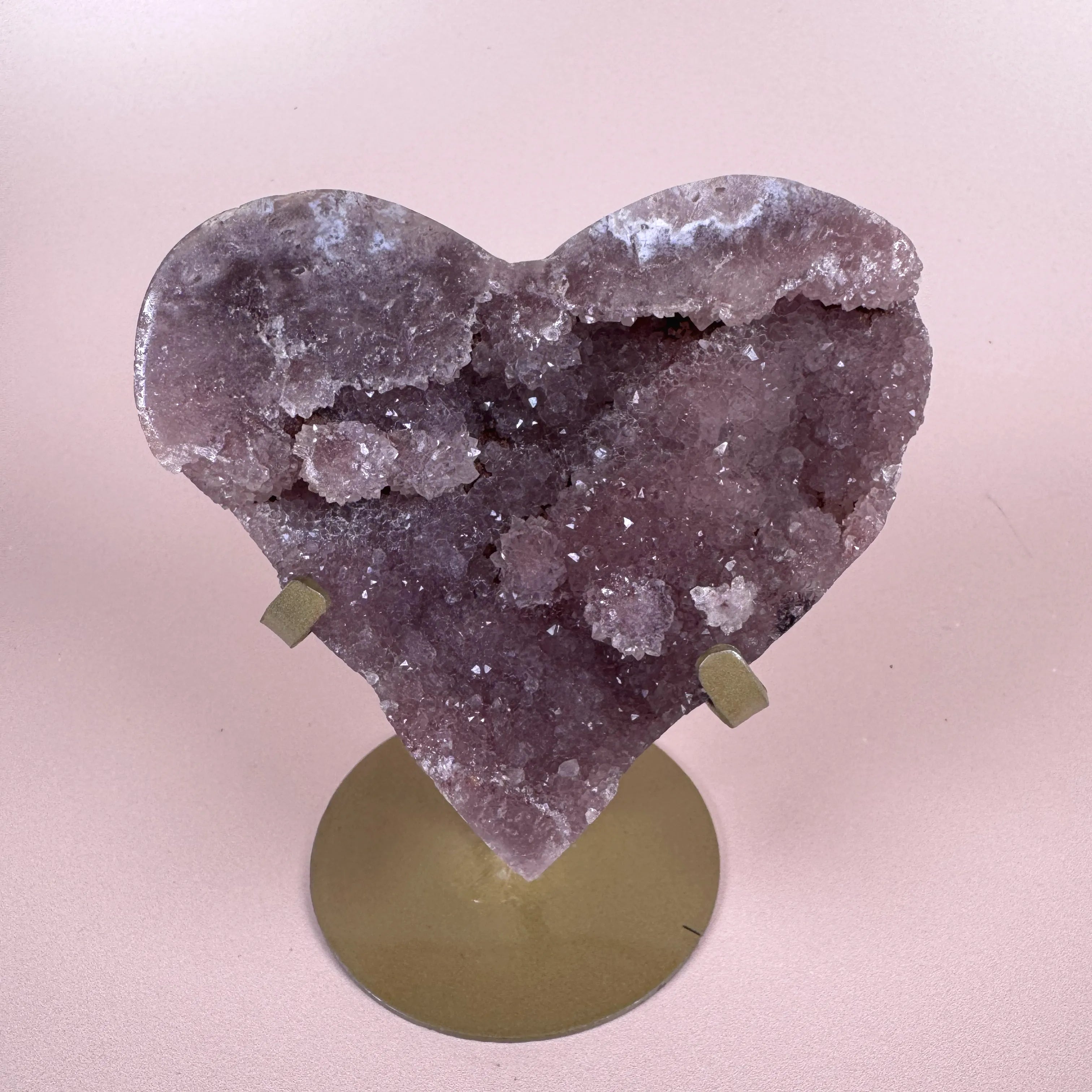 Esté Crystals crystal Mauvey Pink Amethyst Heart with Stand