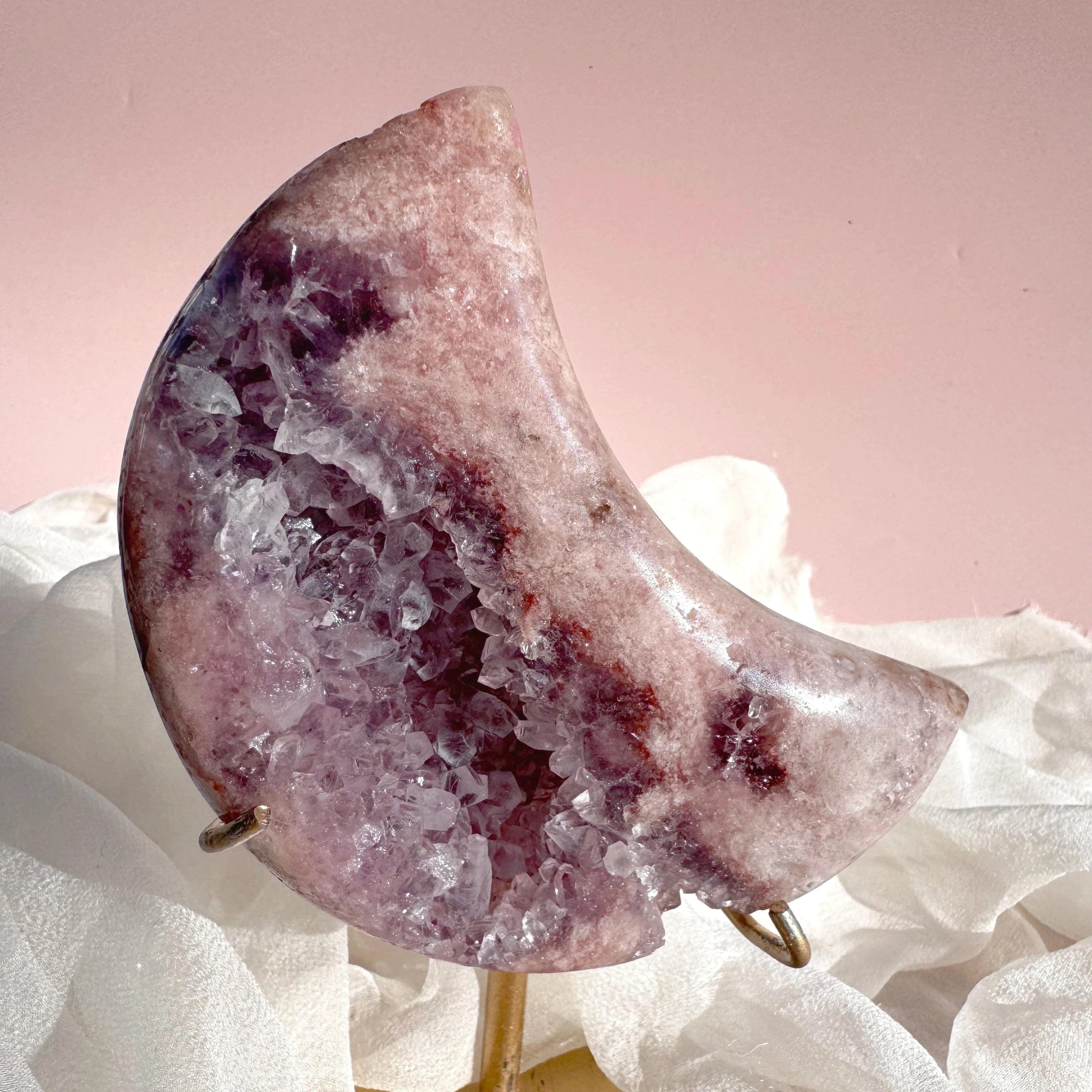 Esté Crystals crystal Mila Pink Amethyst Moon with Stand