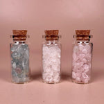 Esté Crystals crystal Mini Aquamarine, Clear Quartz, and Rose Quartz Jars