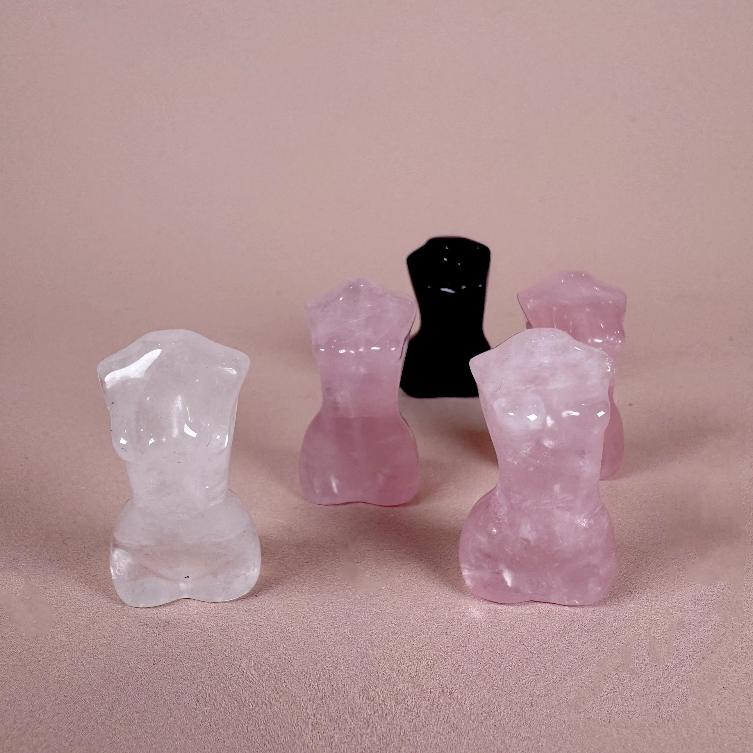 Esté Crystals crystal Mini Rose Quartz, Clear Quartz, Obsidian Goddess Bodies