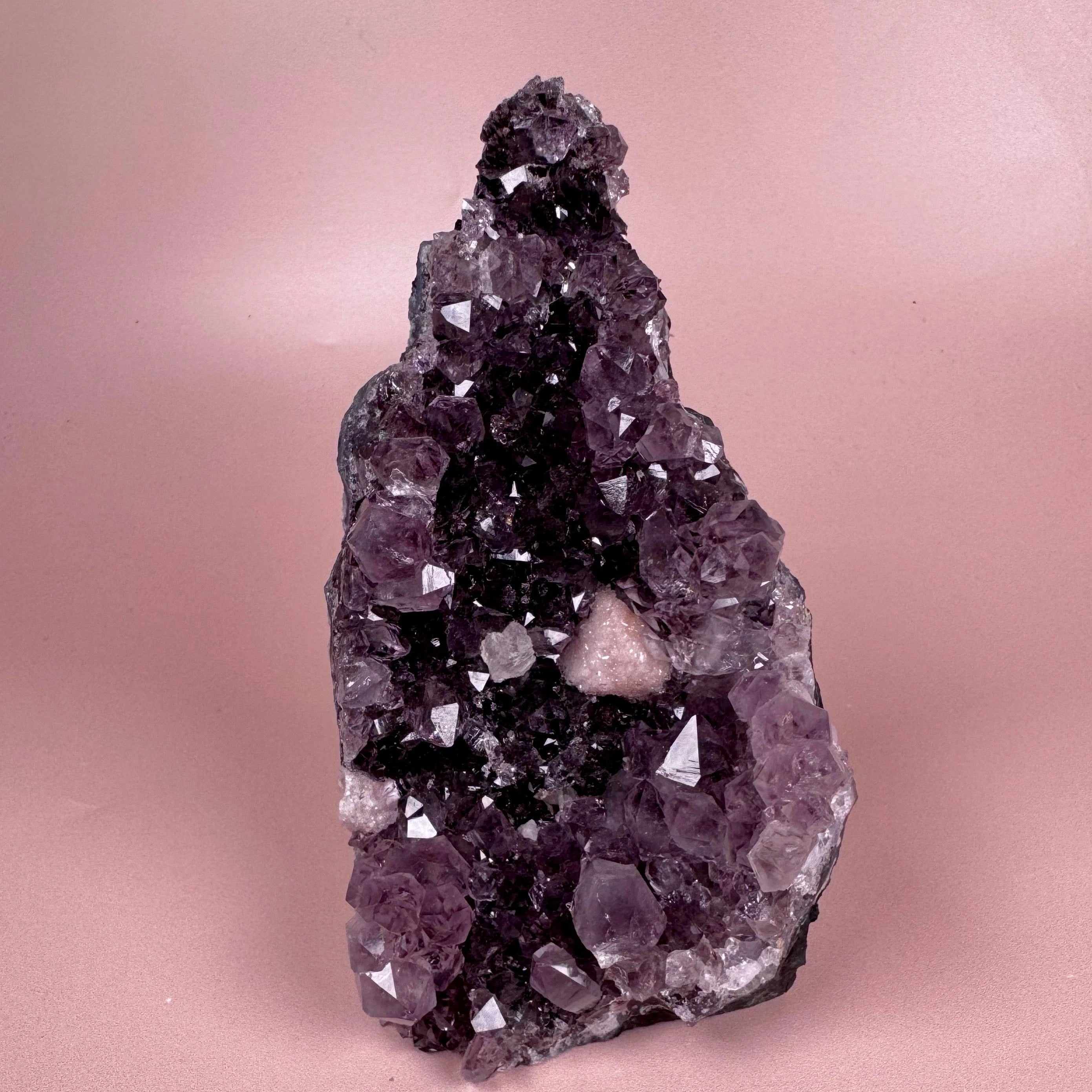 Esté Crystals crystal Moody Self Standing Amethyst Cluster with Calcite