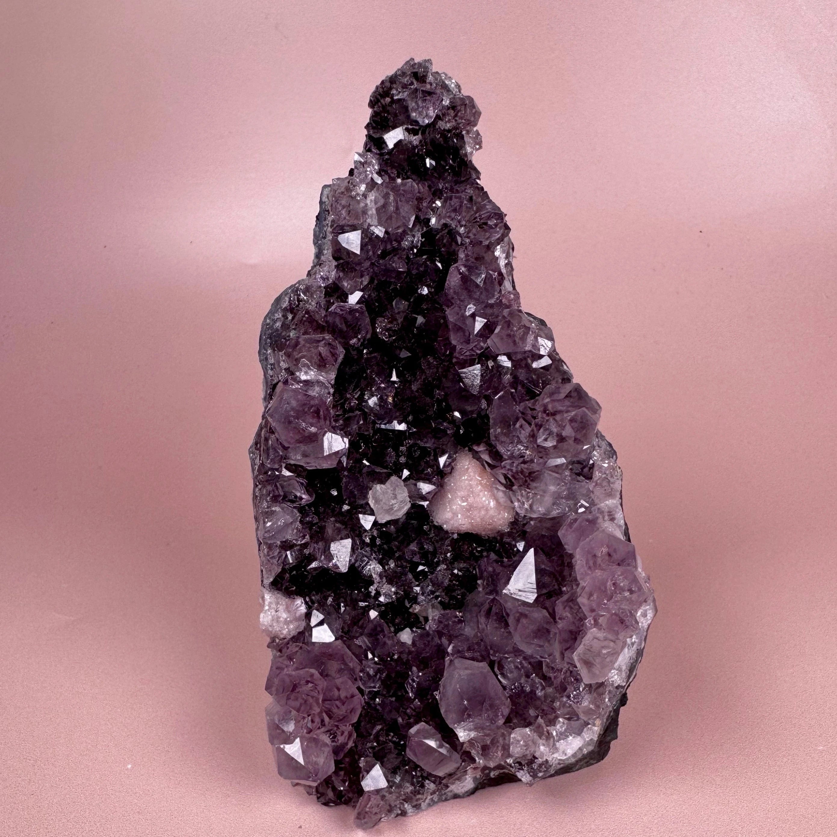 Esté Crystals crystal Moody Self Standing Amethyst Cluster with Calcite