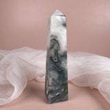 Esté Crystals crystal Moss Agate Tower