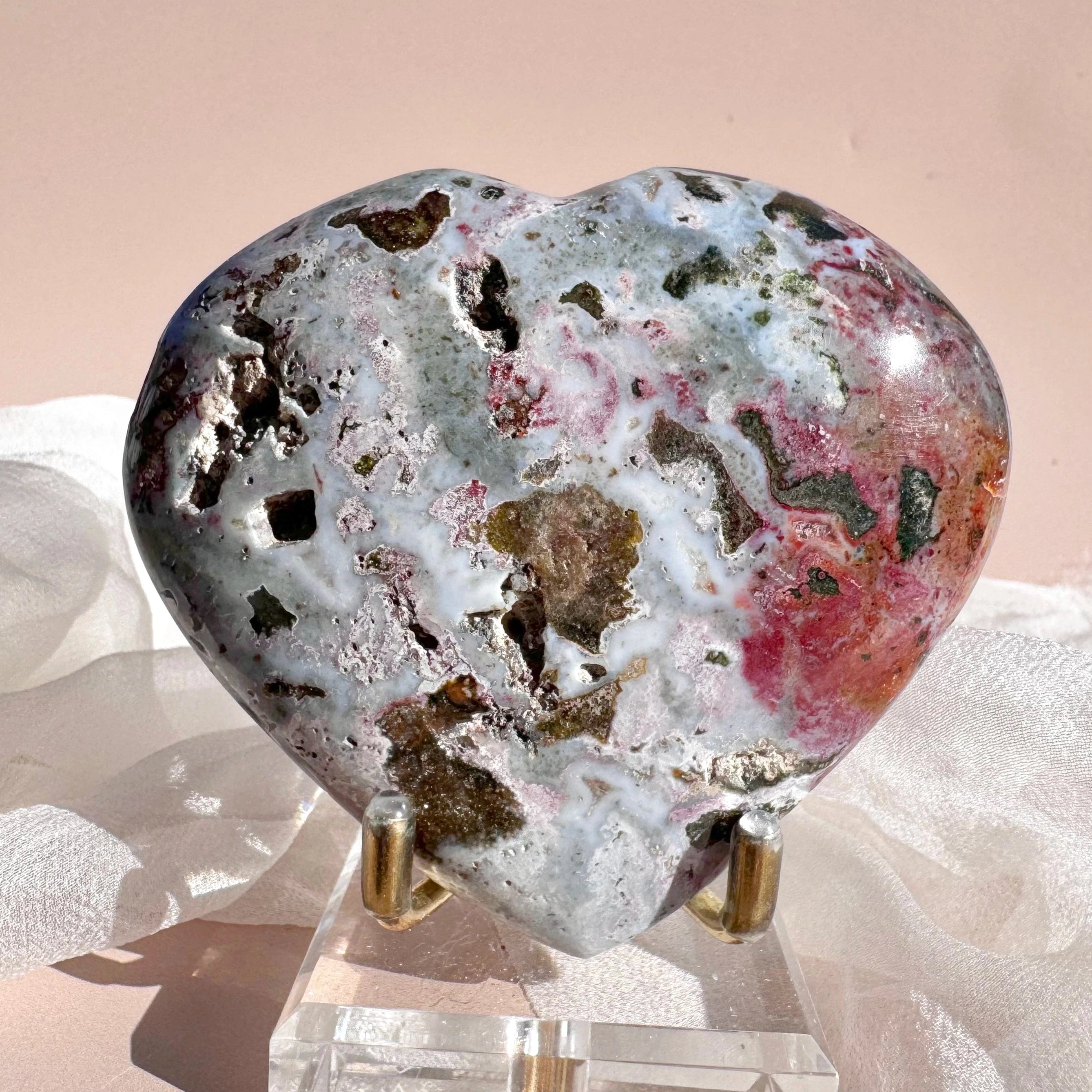 Esté Crystals crystal Pastel Blue and Pink Sea Jasper Heart