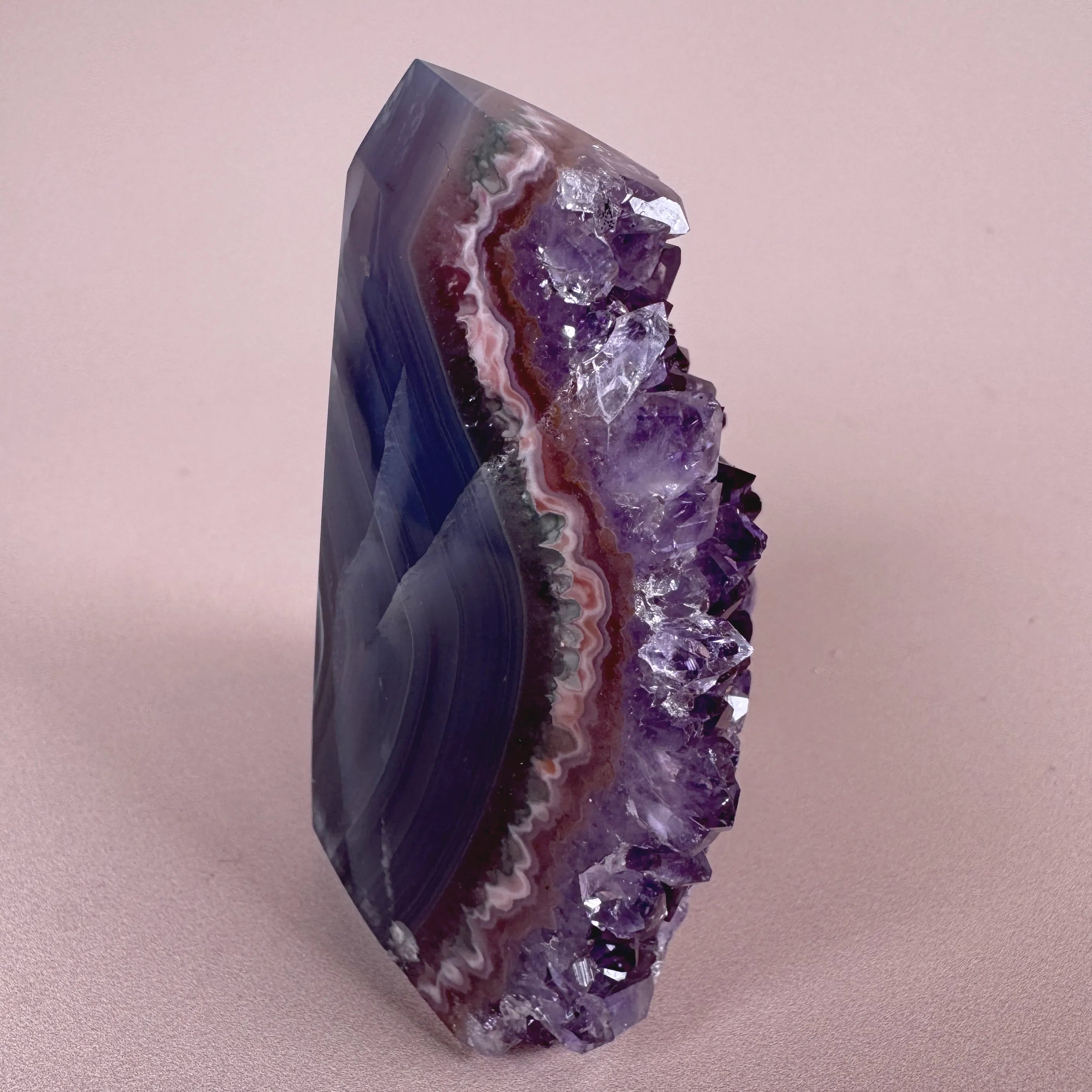 Esté Crystals crystal Pink Agate Amethyst Point