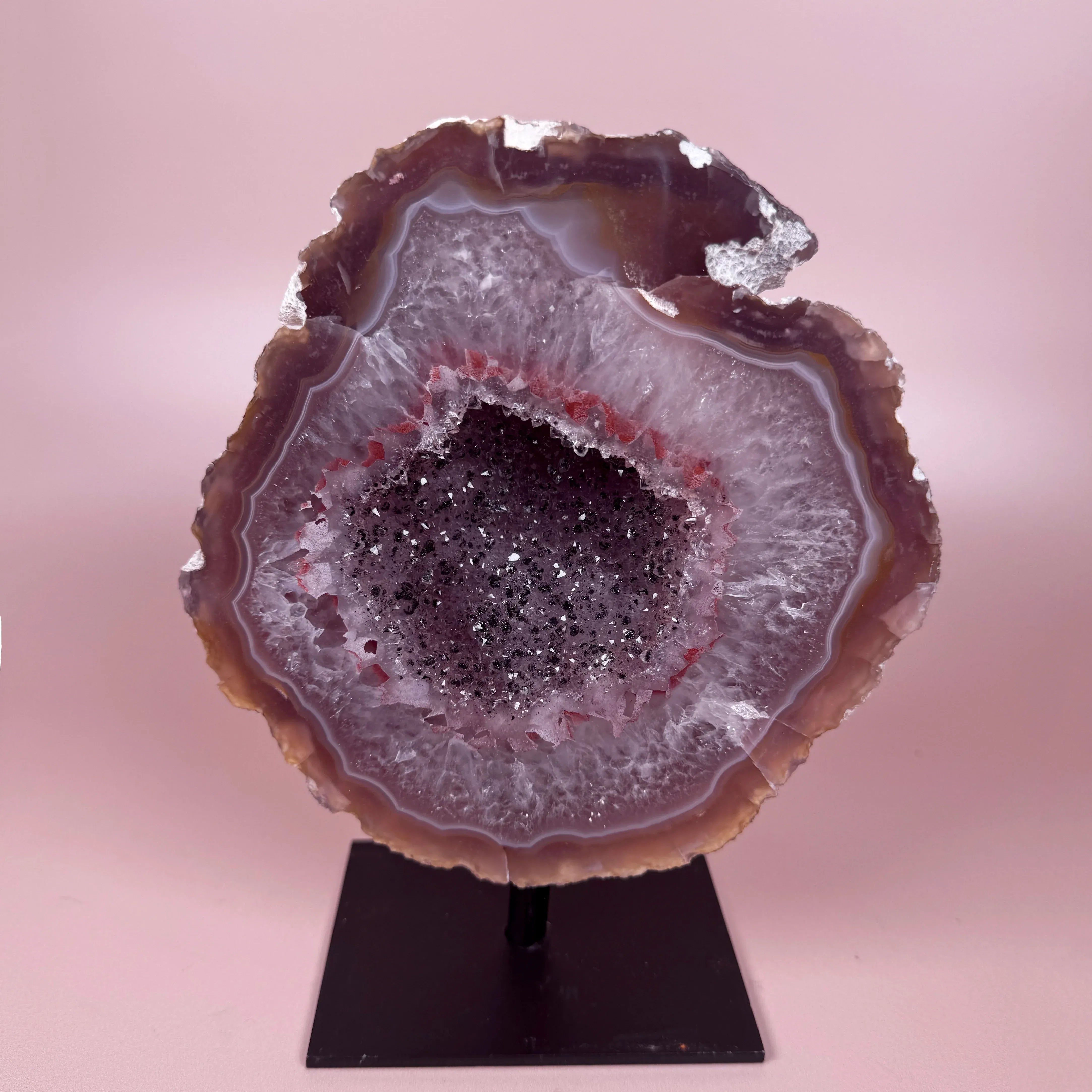 Esté Crystals crystal Pink Agate Geode on Stand
