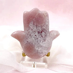 Esté Crystals crystal Pink Amethyst Hamsa