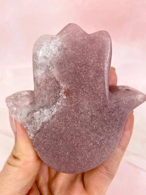 Esté Crystals crystal Pink Amethyst Hamsa