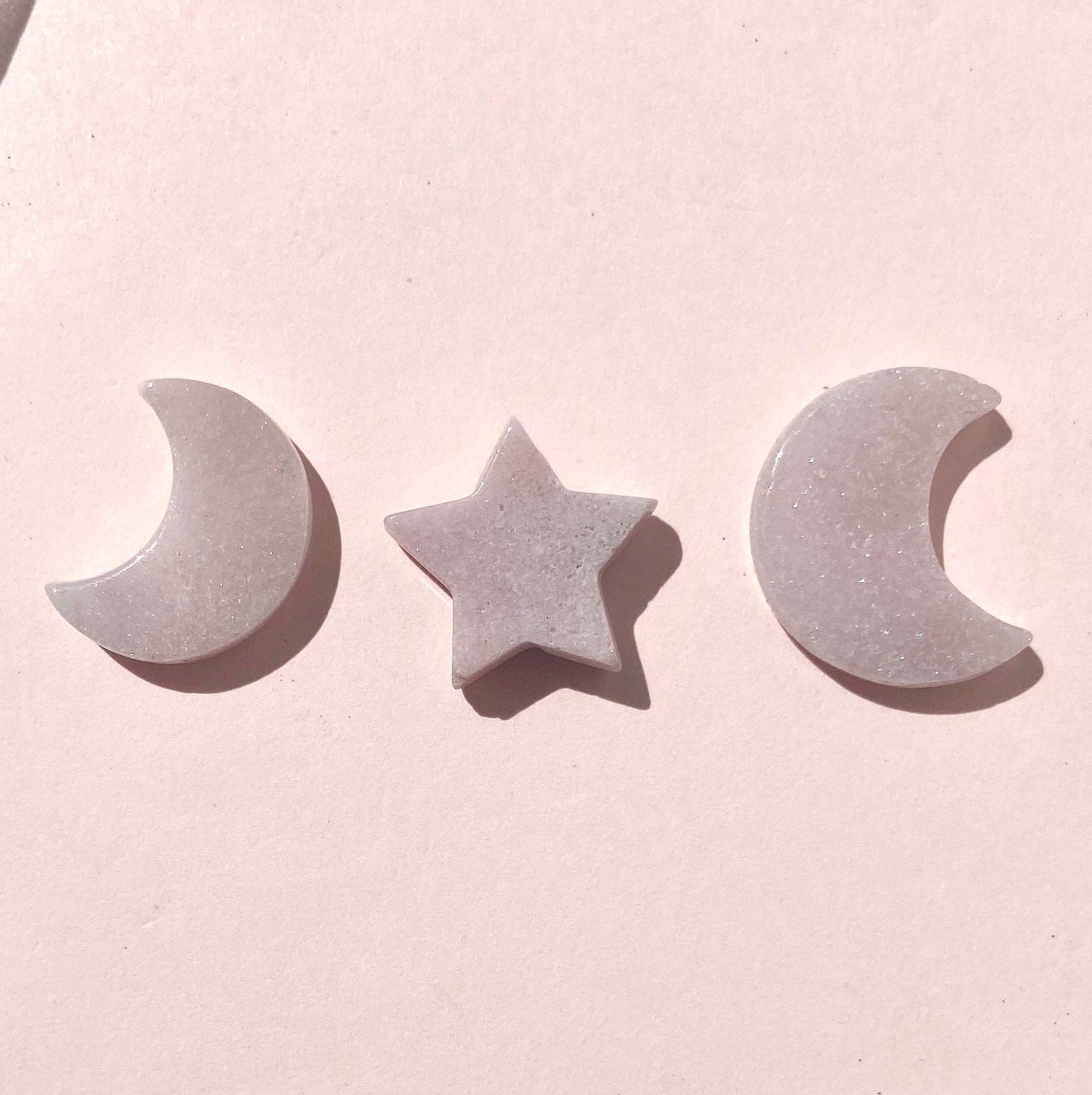 Esté Crystals crystal Pink Amethyst Moon and Star Mini Crystals