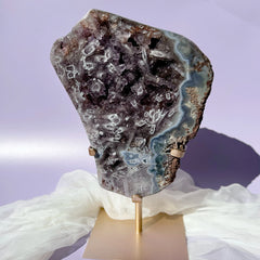 Esté Crystals crystal Pink Amethyst x Calcite Slab with Stand