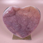 Esté Crystals crystal Pink Banded Sugar Agate Heart on Stand