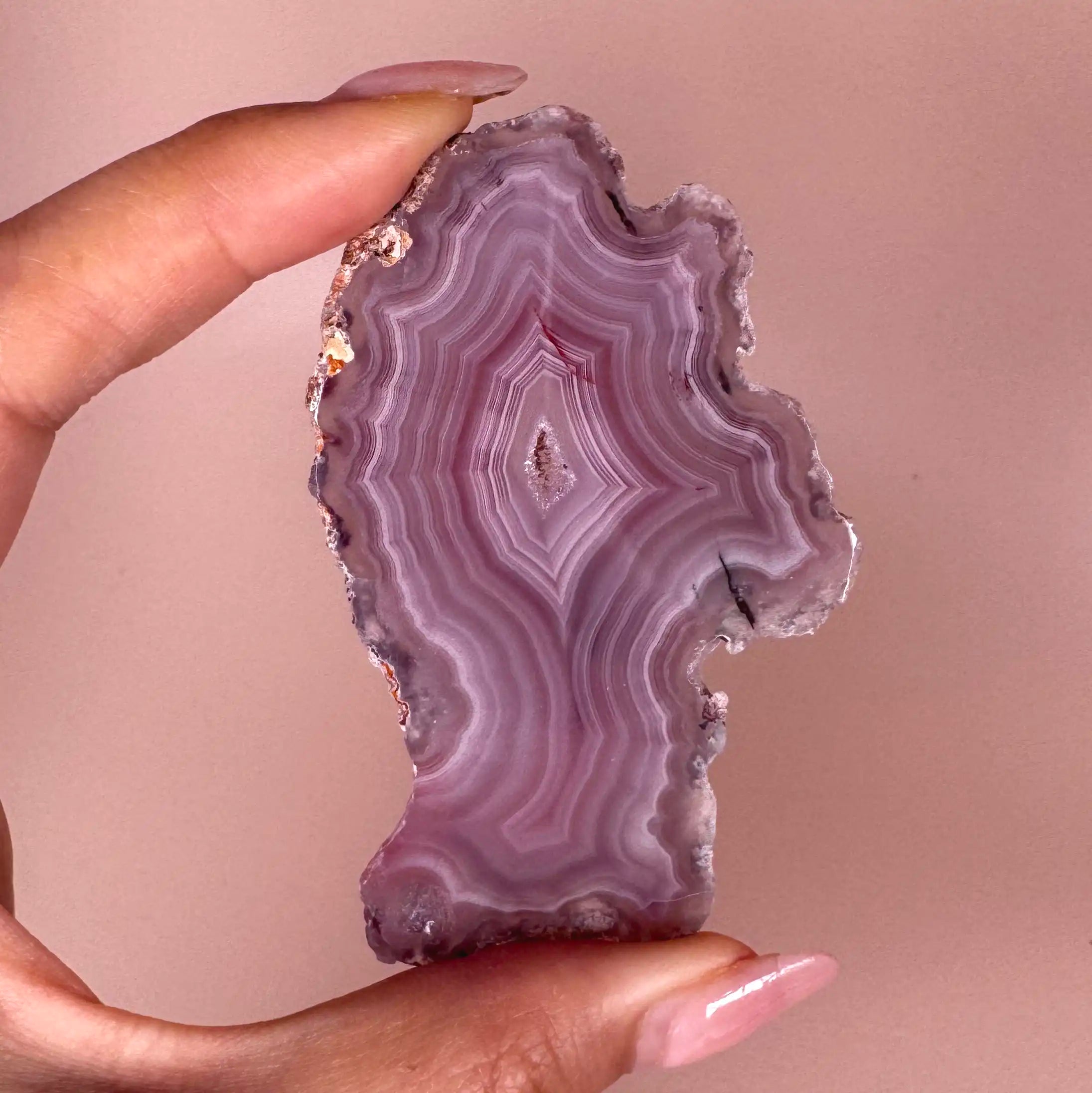 Esté Crystals crystal Pink Laguna Agate Slice with Parallax