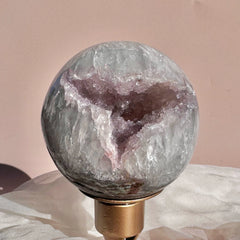 Esté Crystals crystal Pink & Lavender Portal Rainbow Amethyst Heart Shaped Double Sided Druzy Sphere