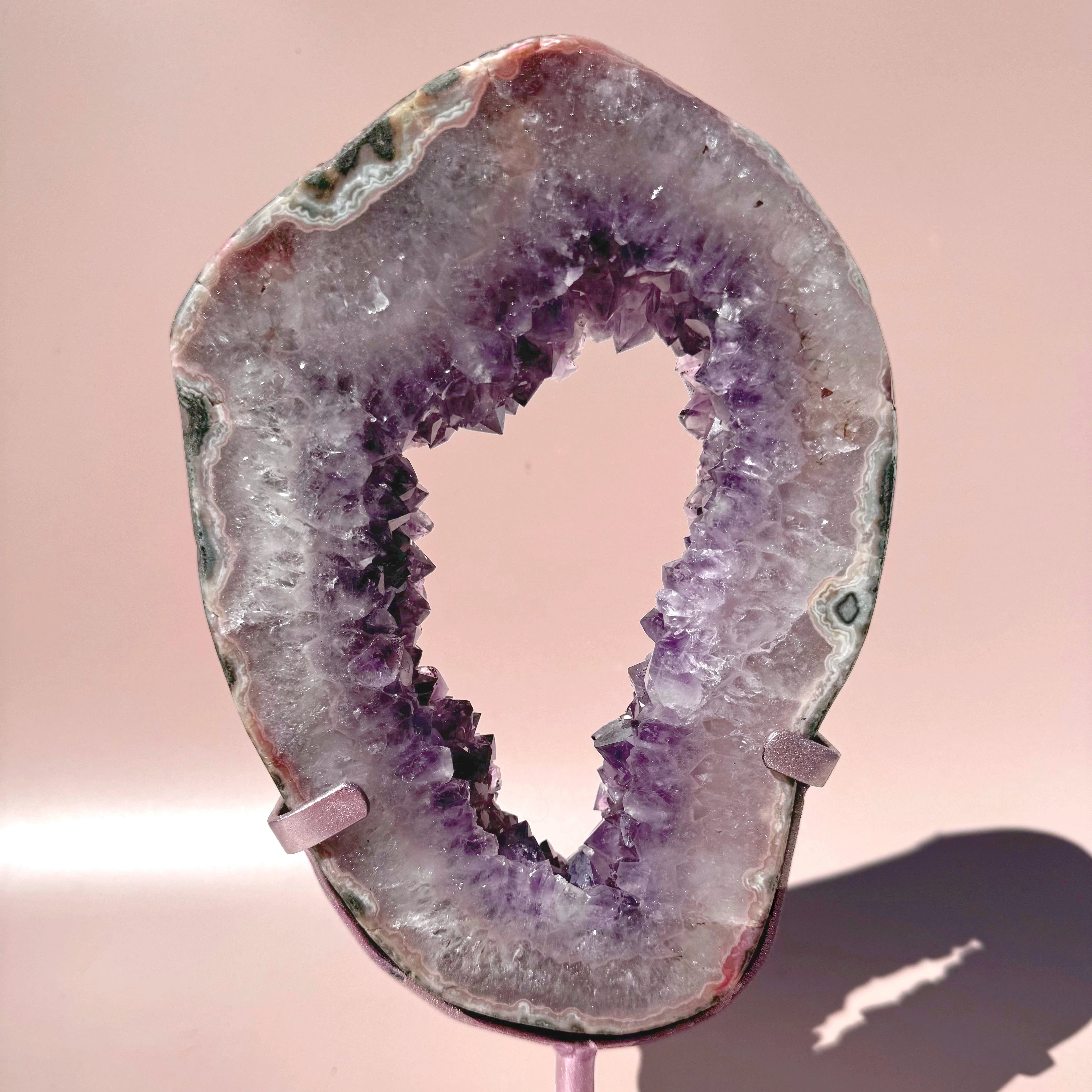 Esté Crystals crystal Portia Amethyst Portal with Pink Banding and Mini Heart