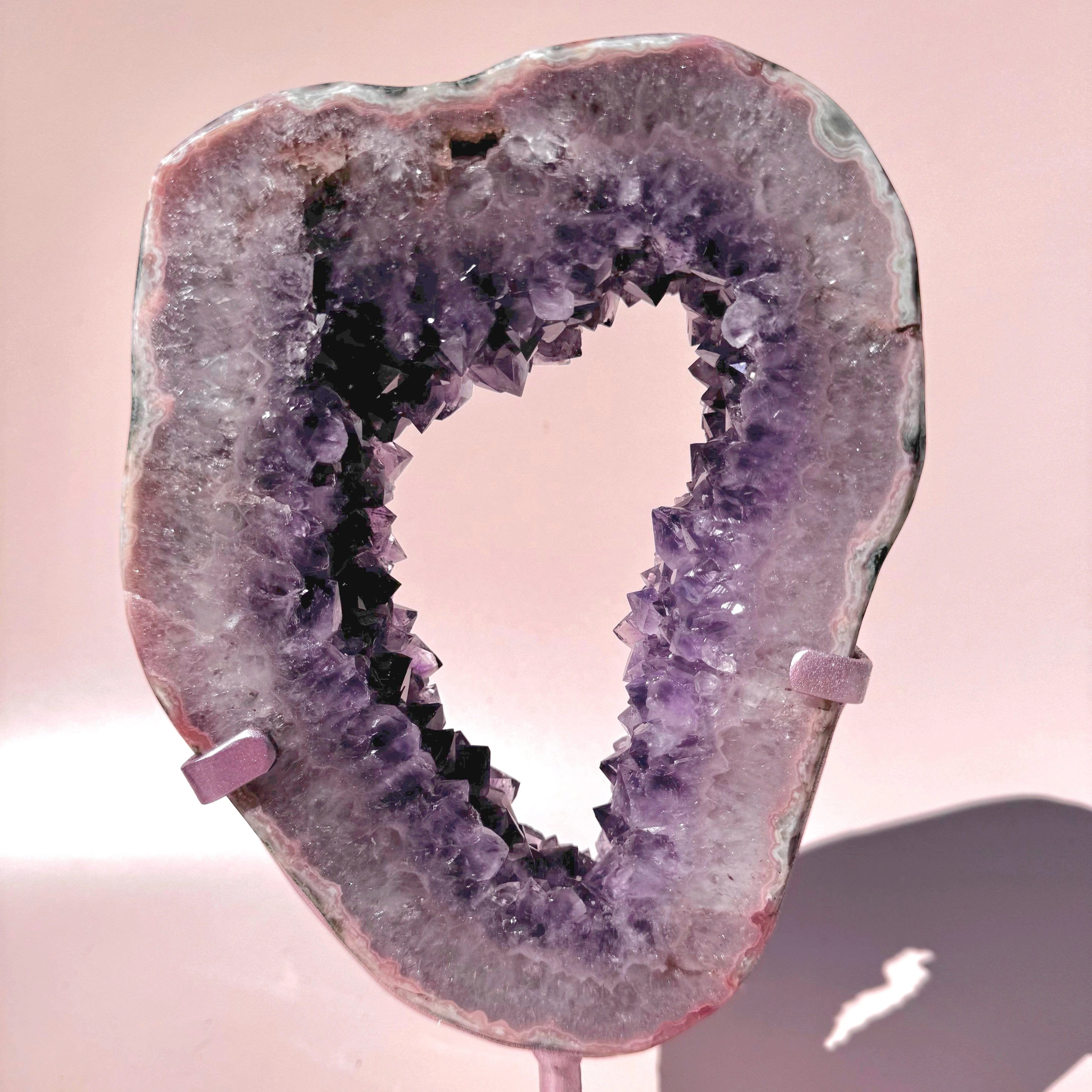 Esté Crystals crystal Portia Amethyst Portal with Pink Banding and Mini Heart