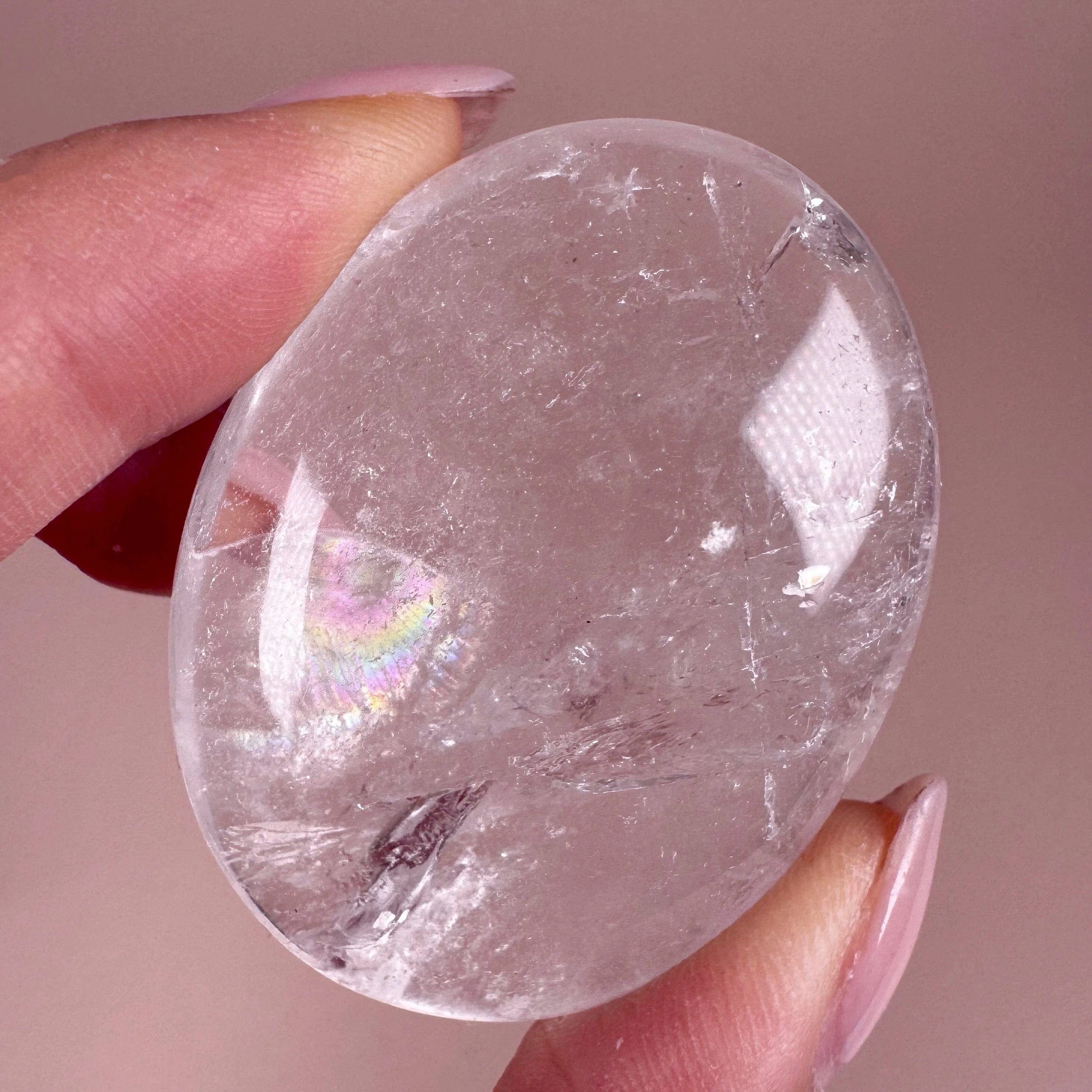 Esté Crystals crystal Rainbow Himalayan Quartz Palm Stone