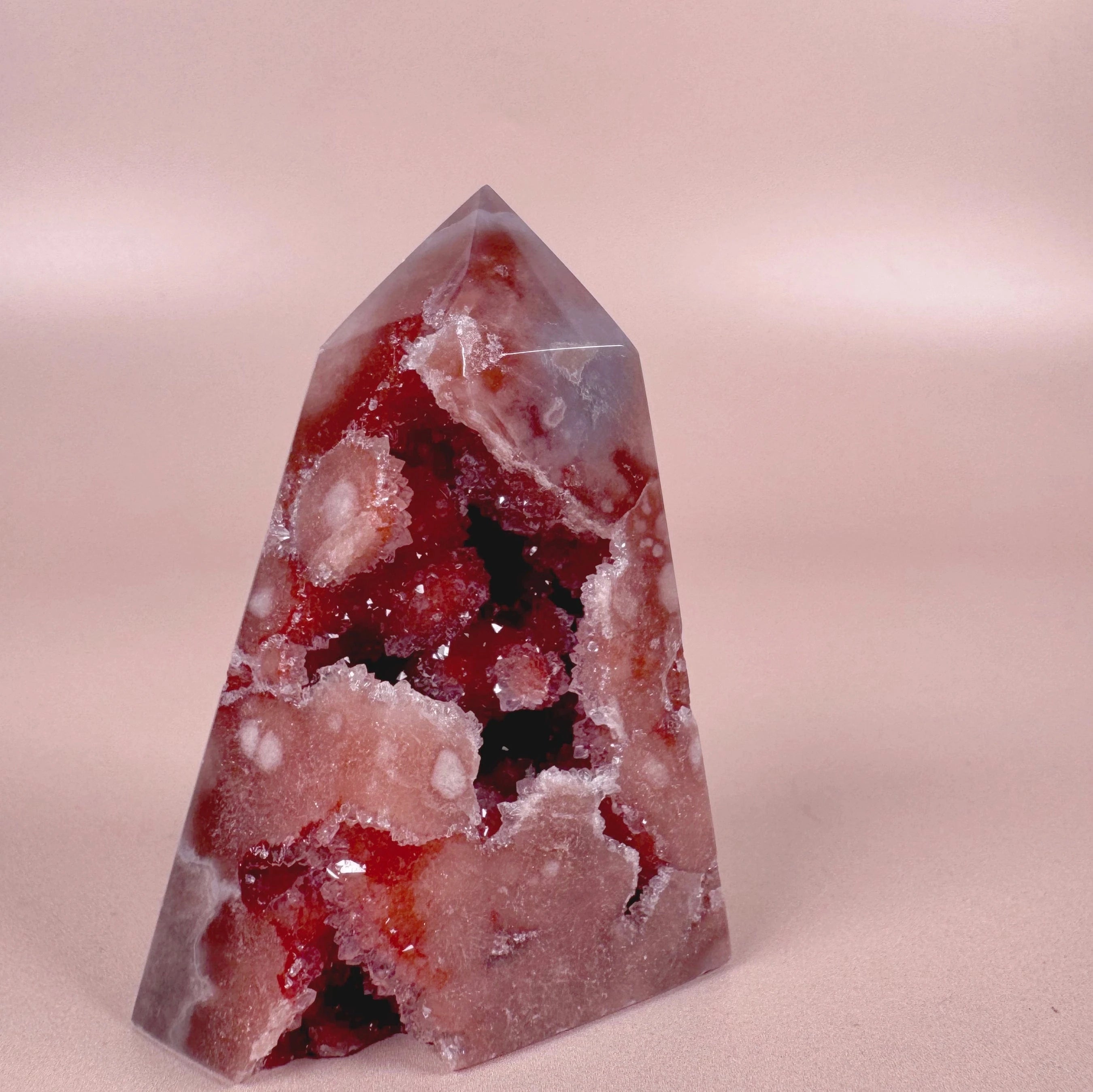 Esté Crystals crystal Red & Blue Pink Amethyst Bubble Druzy Tower