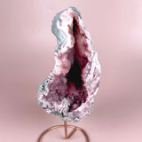 Esté Crystals crystal Red Sugar x Jasper Pink Amethyst Geode with Stand