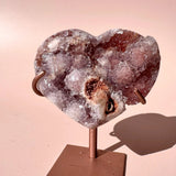 Esté Crystals crystal Senna Pink Amethyst Heart with Stand