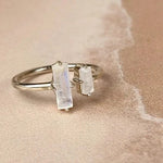 Esté Crystals crystal Silver Moonstone Duo Ring Size 5-10